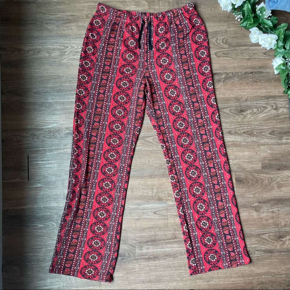 Red Bohemian Flare Pants
